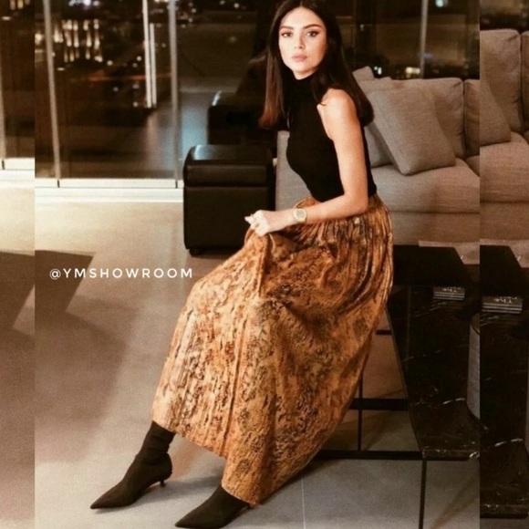 Zara Snakeskin Pleated Midi Skirt - Picture 6 of 6